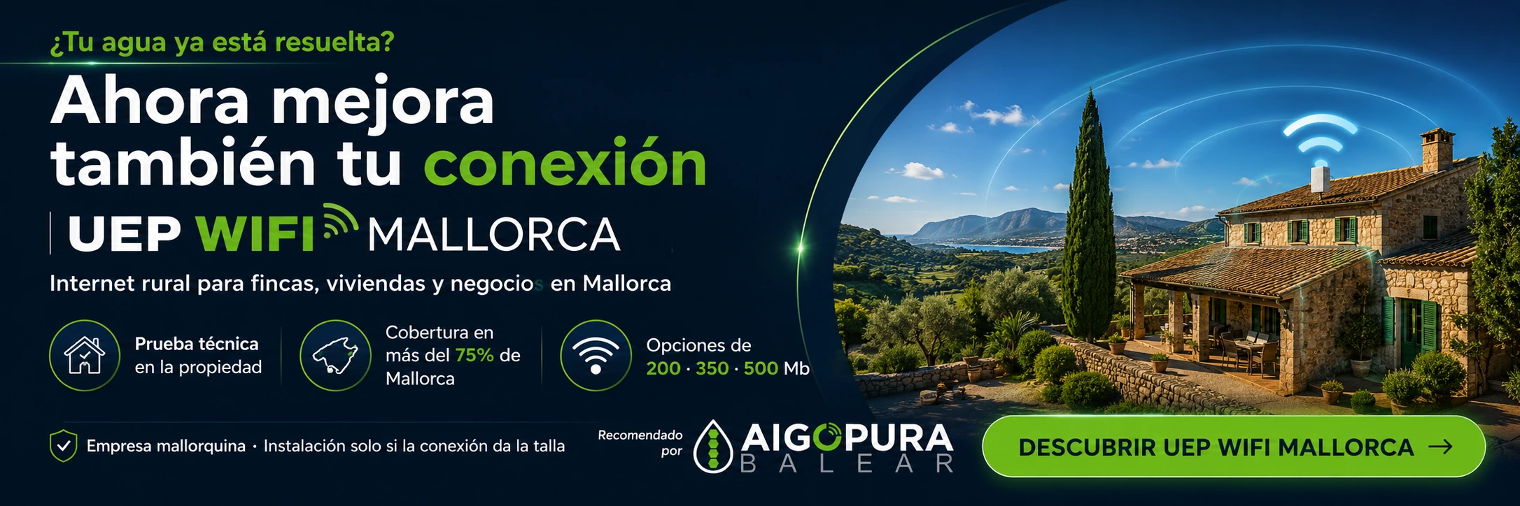 Internet rural en Mallorca para fincas, viviendas y negocios con UEP WIFI Mallorca